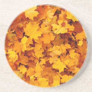 Posavasos De Arenisca Hojas de arce amarillo otoñales