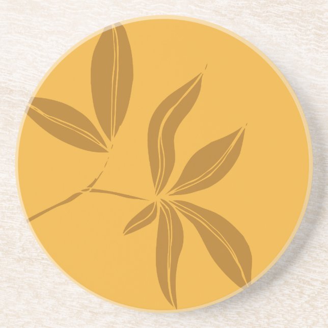 Posavasos De Arenisca Hojas de otoño (Frente)