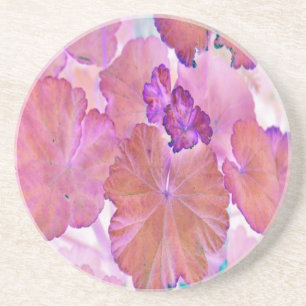 Posavasos De Arenisca Hojas rosadas de geranio