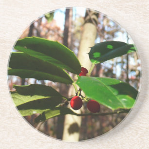 Posavasos De Arenisca Holly Leaves I Holiday Botanical