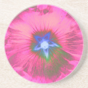 Posavasos De Arenisca Hollyhock Flor Terciopelo Rosa