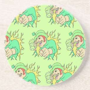 Posavasos De Arenisca Hombre Con Cerveza Día De San Patricio Coaster De