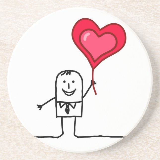 Posavasos De Arenisca Hombre y corazón (Frente)