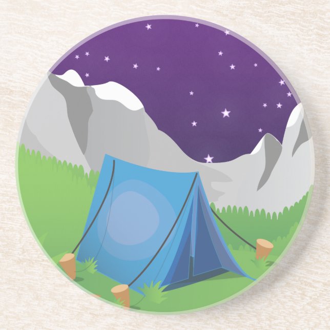 Posavasos De Arenisca Hora de la noche de acampada (Frente)