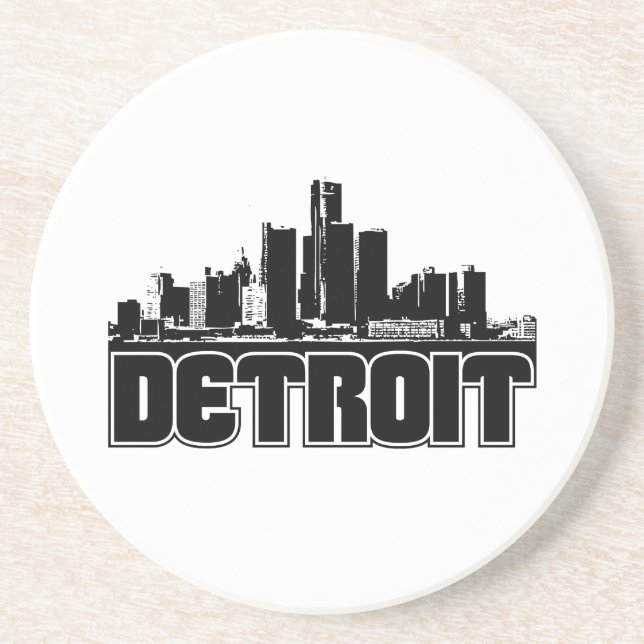 Posavasos De Arenisca Horizonte de Detroit (Frente)