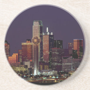Posavasos De Arenisca Horizonte de la noche de Dallas, Tejas