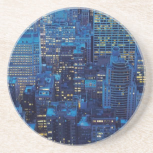 Posavasos De Arenisca Horizonte de NYC, opinión de alto ángulo en la