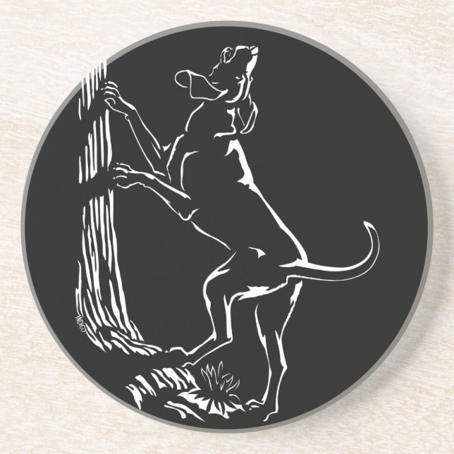 Posavasos De Arenisca Hound Dog Arte Bebidas Atartas De Caza De Perros (Frente)