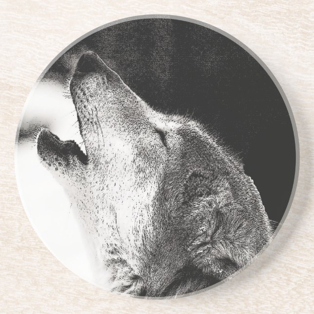 Posavasos De Arenisca Howling Wolf (Frente)