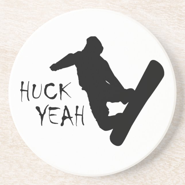 Posavasos De Arenisca Huck Yeah (Snowboarding) (Frente)