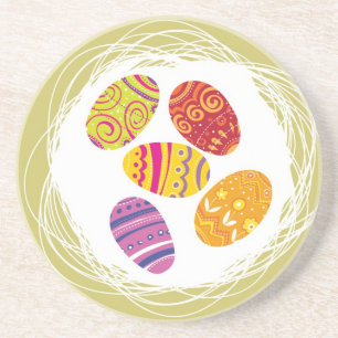 Posavasos De Arenisca Huevo de Pascua en jerarquía en fondo verde