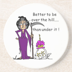 Posavasos De Arenisca Humor de cumpleaños de Grim Reaper