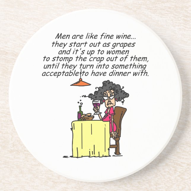 Posavasos De Arenisca Humor de vino masculino y fino (Frente)