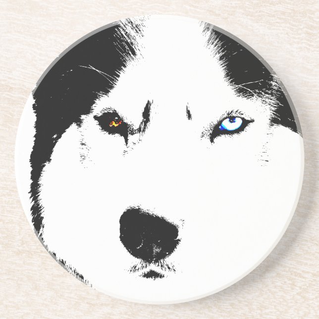 Posavasos De Arenisca Husky Coaster Bieye Husky Malamute Coaster (Frente)