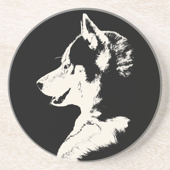 Posavasos De Arenisca Husky Coaster Husky Malamute Wolf Dog Coaster (Frente)