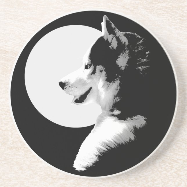 Posavasos De Arenisca Husky Coaster Personalizado Husky Puppy Dog Coaste (Frente)