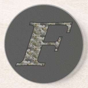 Posavasos De Arenisca Hydrangea Floral Inicial Monograma F