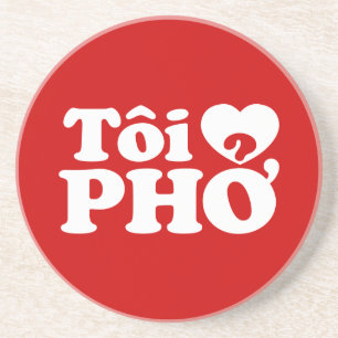 Posavasos De Arenisca I Heart (Love) Pho (Tôi + PHỞ) Idioma Vietnamita
