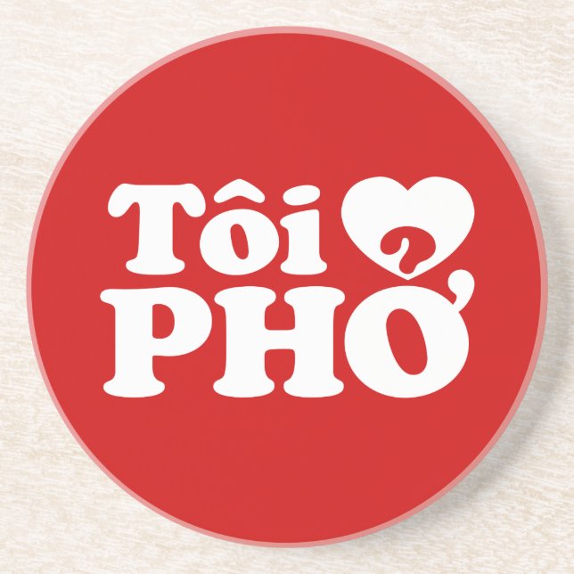Posavasos De Arenisca I Heart (Love) Pho (Tôi + PHỞ) Idioma Vietnamita (Frente)