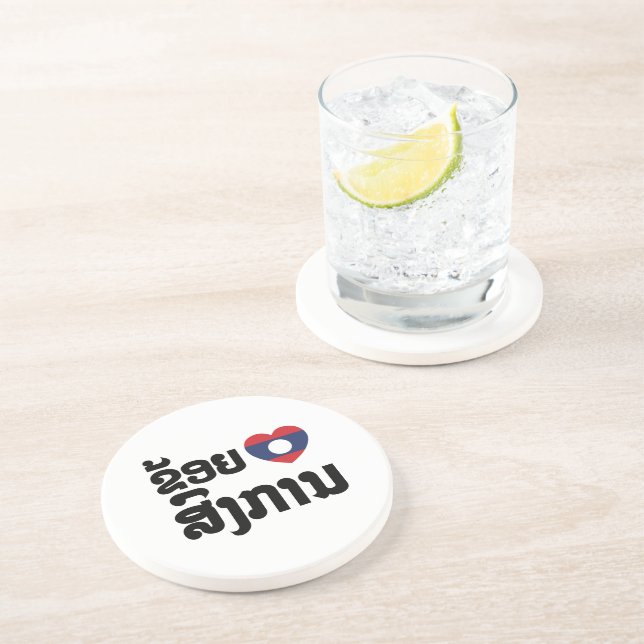 Posavasos De Arenisca I Heart (Love) Songkan Lengua laosiana (Lado)