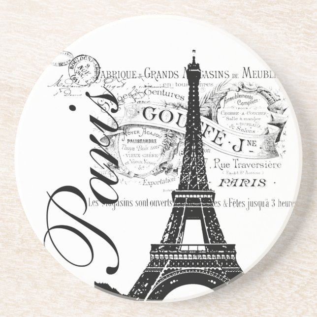 Posavasos De Arenisca Ilustracion de la torre Eiffel de París del (Frente)