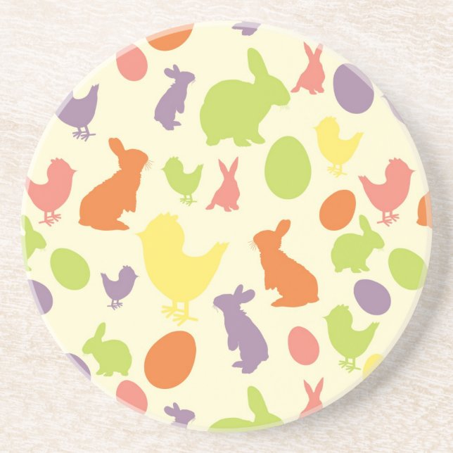 Posavasos De Arenisca Ilustracion del fondo de Pascua (Frente)