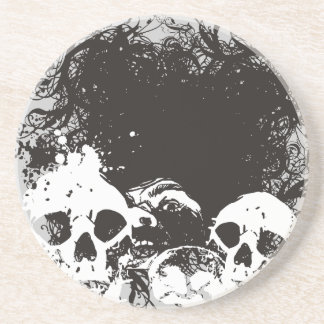 Posavasos De Arenisca Ilustracion negro y blanco de los cráneos del