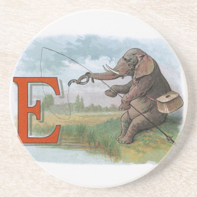 Posavasos De Arenisca Ilustracion pesquero de Elephant (Frente)