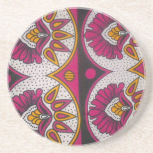 Posavasos De Arenisca Impresión artística de motivos de tela africana co