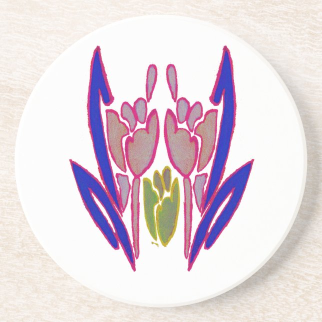 Posavasos De Arenisca Impresión de arte de acuarela Rosa elegante (Frente)