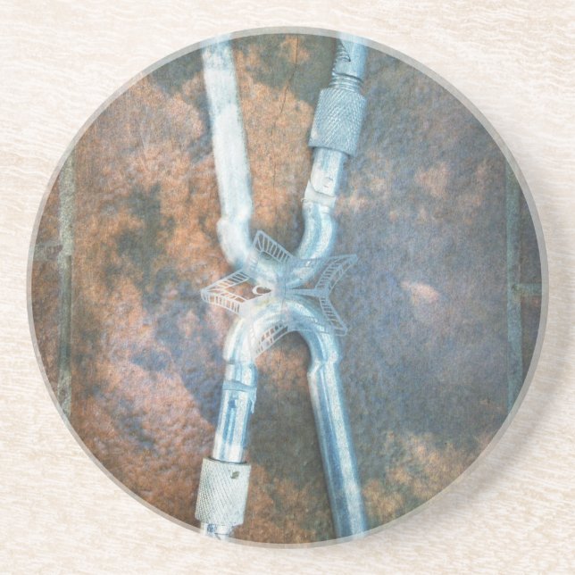 Posavasos De Arenisca Impresión de arte de carabiners vinculados (Frente)