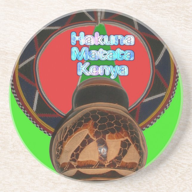 Posavasos De Arenisca Impresión de arte de Hakuna Matata en Kenia (Frente)