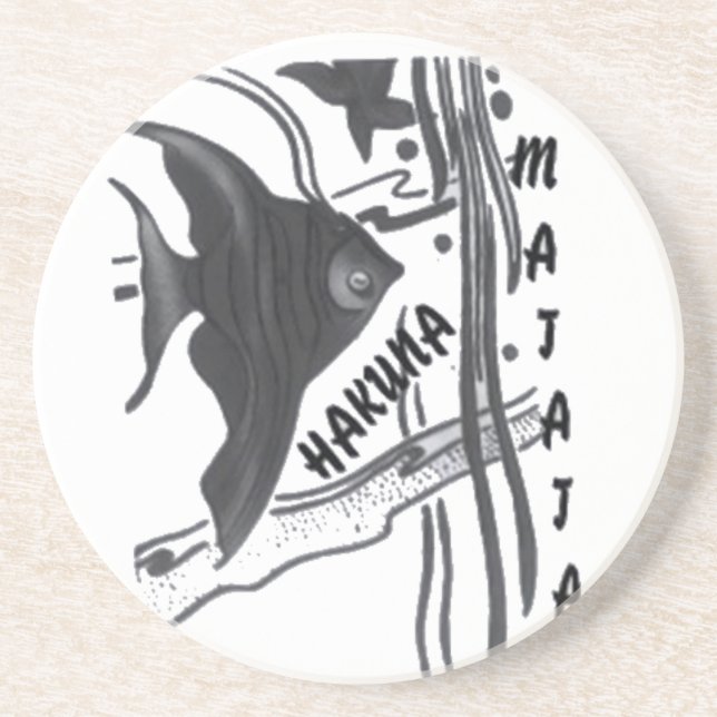 Posavasos De Arenisca Impresión de arte de pescado de Hakuna Matata (Frente)