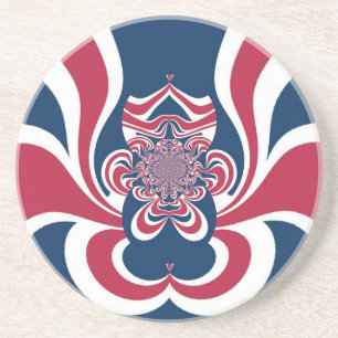 Posavasos De Arenisca Impresión de arte del Kaleidoscope Azul Rojo