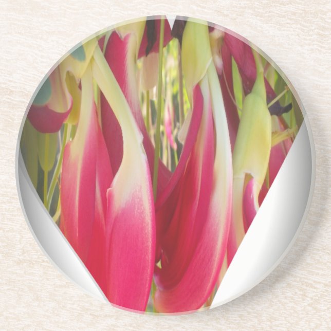 Posavasos De Arenisca Impresión de arte floral cardíaco (Frente)