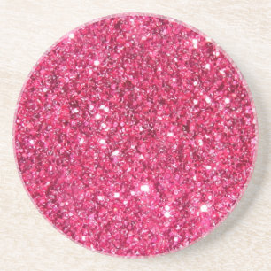 Posavasos De Arenisca Impresión de Purpurina rosa caliente del glamur