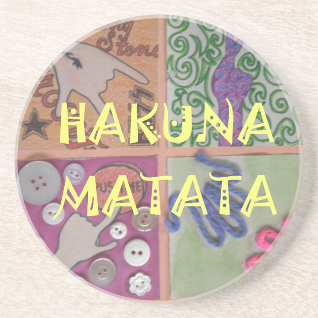 Posavasos De Arenisca Impresión de Rótulo Hakuna Matata (Frente)