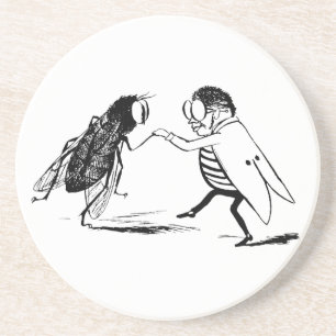 Posavasos De Arenisca Insectos antiguos bailando; Mosca azulada