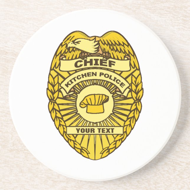 Posavasos De Arenisca Insignia Del Jefe De La Policía De Cocina (Frente)