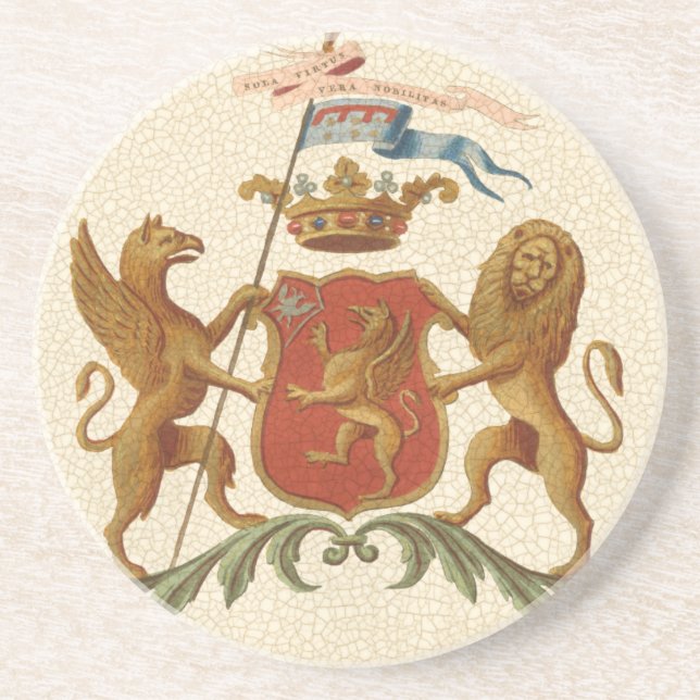 Posavasos De Arenisca Insignia estadista con Griffin y León (Frente)