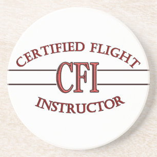 POSAVASOS DE ARENISCA INSTRUCTOR DE VUELO CERTIFICADO LOGO ROJO CFI