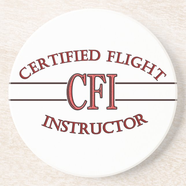 POSAVASOS DE ARENISCA INSTRUCTOR DE VUELO CERTIFICADO LOGO ROJO CFI (Frente)