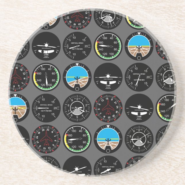 Posavasos De Arenisca Instrumentos de vuelo (Frente)