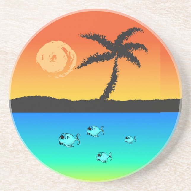 Posavasos De Arenisca Island Sunset (Frente)