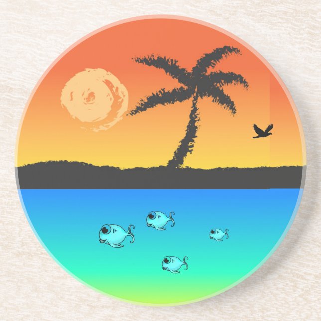 Posavasos De Arenisca Island Sunset (Frente)