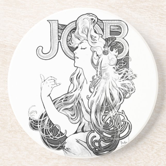Posavasos De Arenisca ISOGS de Alphonse Mucha JOB (Frente)