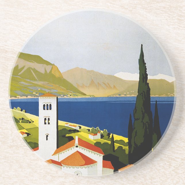 Posavasos De Arenisca Italiana Lakes Vintage Travel Italia (Frente)