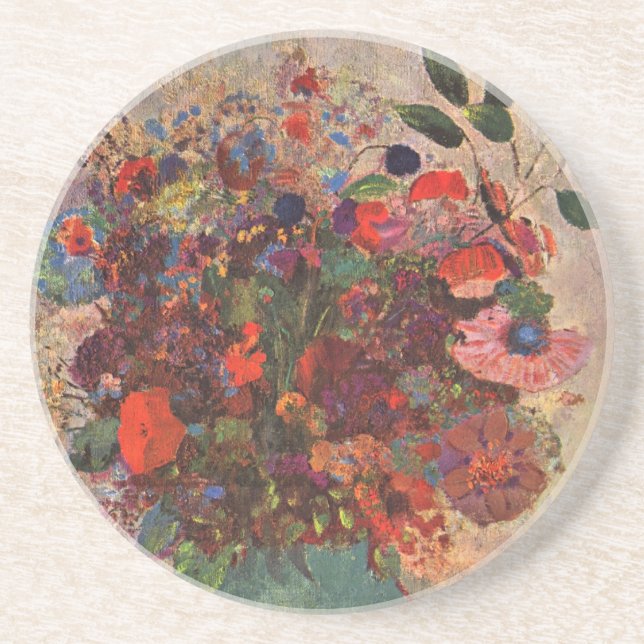 Posavasos De Arenisca Jarrón turco de Odilon Redon, arte de flores vinta (Frente)