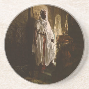 Posavasos De Arenisca Jefe moro pintura de arte africano retrato
