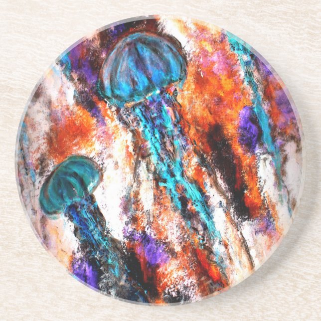 Posavasos De Arenisca Jellyfish Jump Electric (Frente)